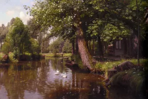 Flodbred by Peder Mork Monsted Oil Painting