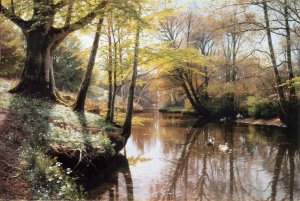 Flodlandskab Oil painting by Peder Mork Monsted