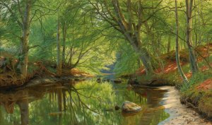 Forest Stream by Peder Mork Monsted Oil Painting