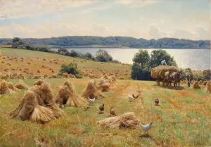 Harvest Near Tulstrup by Peder Mork Monsted Oil Painting