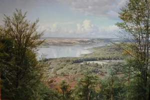 Himmelbjergit, View over Jul Lake (From H.C. Andersens Creek) by Peder Mork Monsted - Oil Painting Reproduction