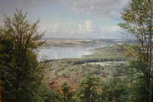 Himmelbjergit, View over Jul Lake (From H.C. Andersens Creek) Oil painting by Peder Mork Monsted