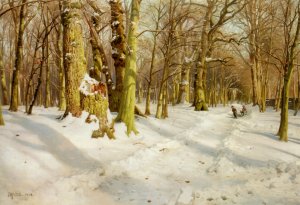 Legende Born I Sneen by Peder Mork Monsted Oil Painting