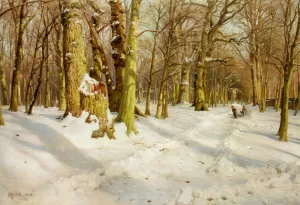 Legende Born I Sneen by Peder Mork Monsted - Oil Painting Reproduction