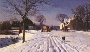 Lindenborg Kro by Peder Mork Monsted Oil Painting
