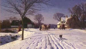 Lindenborg Kro by Peder Mork Monsted Oil Painting