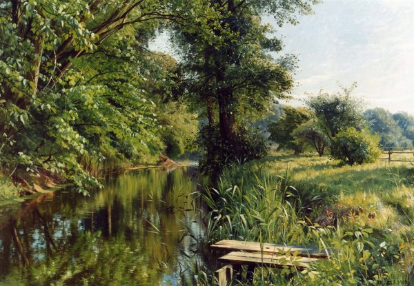 Reflections of Spring  by Peder Mork Monsted - Hand-Painted Oil Painting Reproduction