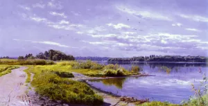 River Landscape Scene 1 by Peder Mork Monsted - Oil Painting Reproduction