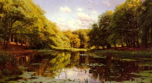 River Landscape Scene 2 Oil painting by Peder Mork Monsted