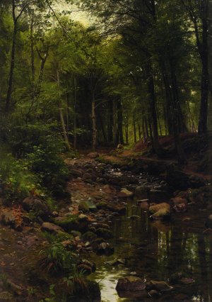 Skovstraekning Oil painting by Peder Mork Monsted