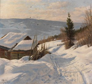 Sonniger Wintertag in Norwegen by Peder Mork Monsted Oil Painting