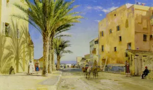 Street in Algiers by Peder Mork Monsted Oil Painting