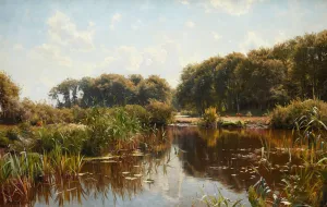 Summer Clouds Reflection by Peder Mork Monsted Oil Painting
