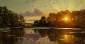 Sunset at Orholm by Peder Mork Monsted Oil Painting