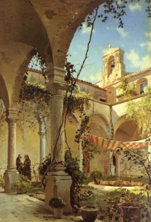 The Cloister, Taormina by Peder Mork Monsted Oil Painting