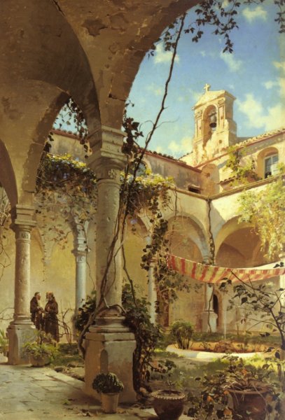 Main Product Photo of The Cloister, Taormina Painting by Peder Mork Monsted