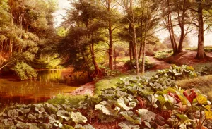 The Path On The River's Edge Oil painting by Peder Mork Monsted