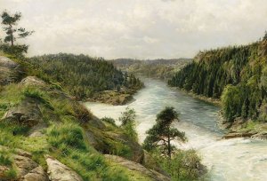 Troldhattens Fald Set Fra Hotel Udsigten by Peder Mork Monsted Oil Painting