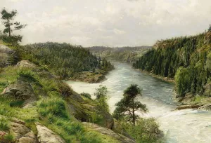 Troldhattens Fald Set Fra Hotel Udsigten by Peder Mork Monsted Oil Painting