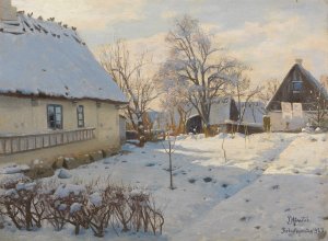 Winter in BrOndbyvester in Danemark by Peder Mork Monsted Oil Painting