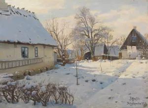 Winter in BrOndbyvester in Danemark by Peder Mork Monsted Oil Painting