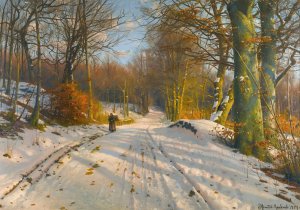 Winter Landscape by Peder Mork Monsted Oil Painting