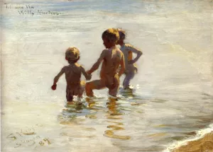 A Summer's Day at Skagen South Beach by Peder Severin Kroyer - Oil Painting Reproduction