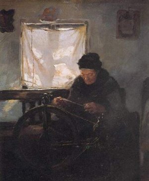 Anciana en la Rueca by Peder Severin Kroyer Oil Painting