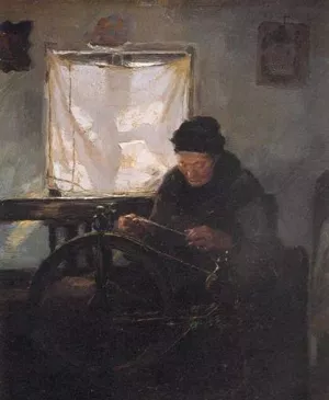 Anciana en la Rueca by Peder Severin Kroyer Oil Painting
