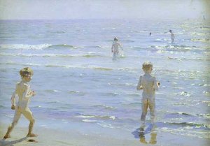 Bano de Muchachos by Peder Severin Kroyer Oil Painting