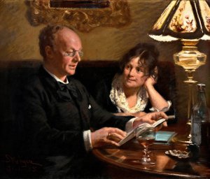 Double portrait of royal actor Emil Poulsen by Peder Severin Kroyer Oil Painting