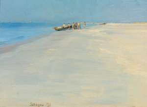 Fishermen On The Beach At Skagen Oil painting by Peder Severin Kroyer