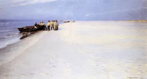 Fishermen on the Beach at Skagen Oil painting by Peder Severin Kroyer