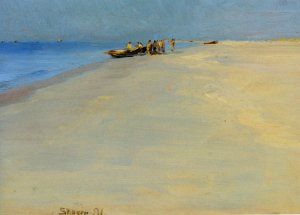 Fiskere Pa Skagens Strand by Peder Severin Kroyer Oil Painting