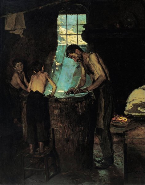 Hatters in an Italian village  by Peder Severin Kroyer - Hand-Painted Oil Painting Reproduction