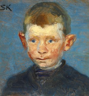 Hoved af en dreng by Peder Severin Kroyer Oil Painting