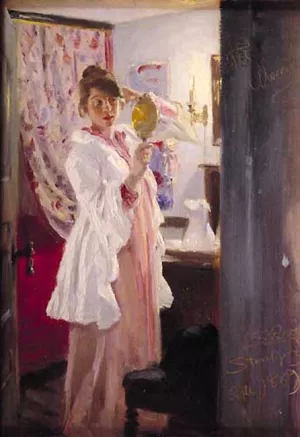 Marie en el Espejo by Peder Severin Kroyer Oil Painting