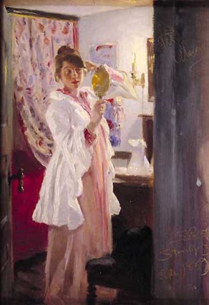 Main Product Photo of Marie en el Espejo Painting by Peder Severin Kroyer