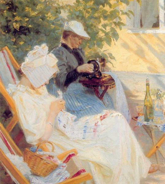 Main Product Photo of Marie y su Madre en el Jardin Painting by Peder Severin Kroyer