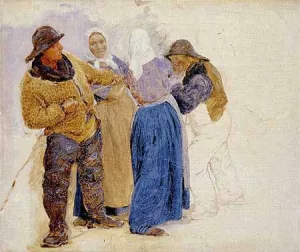 Mujeres y Pescadores de Hornbaek Oil painting by Peder Severin Kroyer