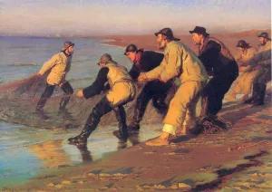 Pescadores en la playa by Peder Severin Kroyer Oil Painting
