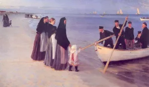 Pescadores en Skagen by Peder Severin Kroyer - Oil Painting Reproduction