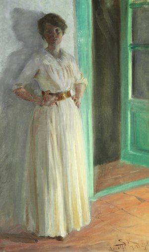 Portraet af Marie Kroyer by Peder Severin Kroyer Oil Painting