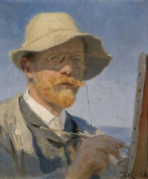 Selvportraet Oil painting by Peder Severin Kroyer