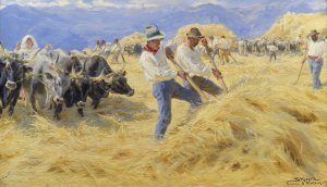 Threshing in the Abruzzi. Civita d'Antino by Peder Severin Kroyer Oil Painting
