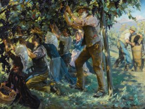 Wine Harvest In The Tyrol by Peder Severin Kroyer Oil Painting
