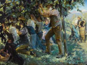 Wine Harvest In The Tyrol by Peder Severin Kroyer Oil Painting