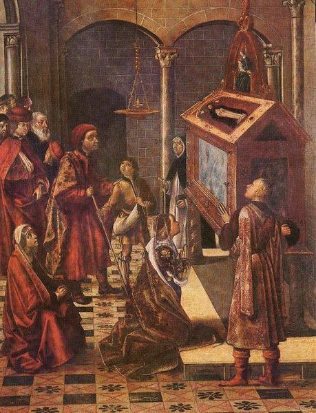 Main Product Photo of The Tomb of Saint Peter Martyr Painting by Pedro Berruguete