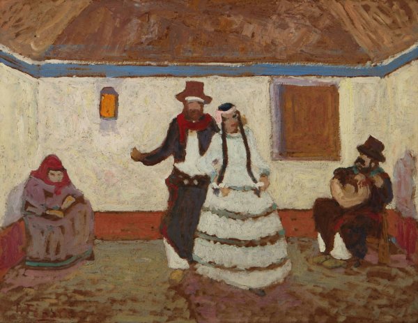 Baile En El Rancho  by Pedro Figari - Hand-Painted Oil Painting Reproduction