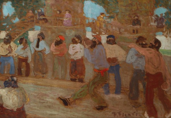 Cancha de bochas  by Pedro Figari - Hand-Painted Oil Painting Reproduction